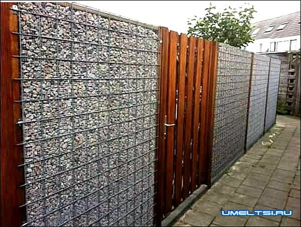 Забор из габионов фото